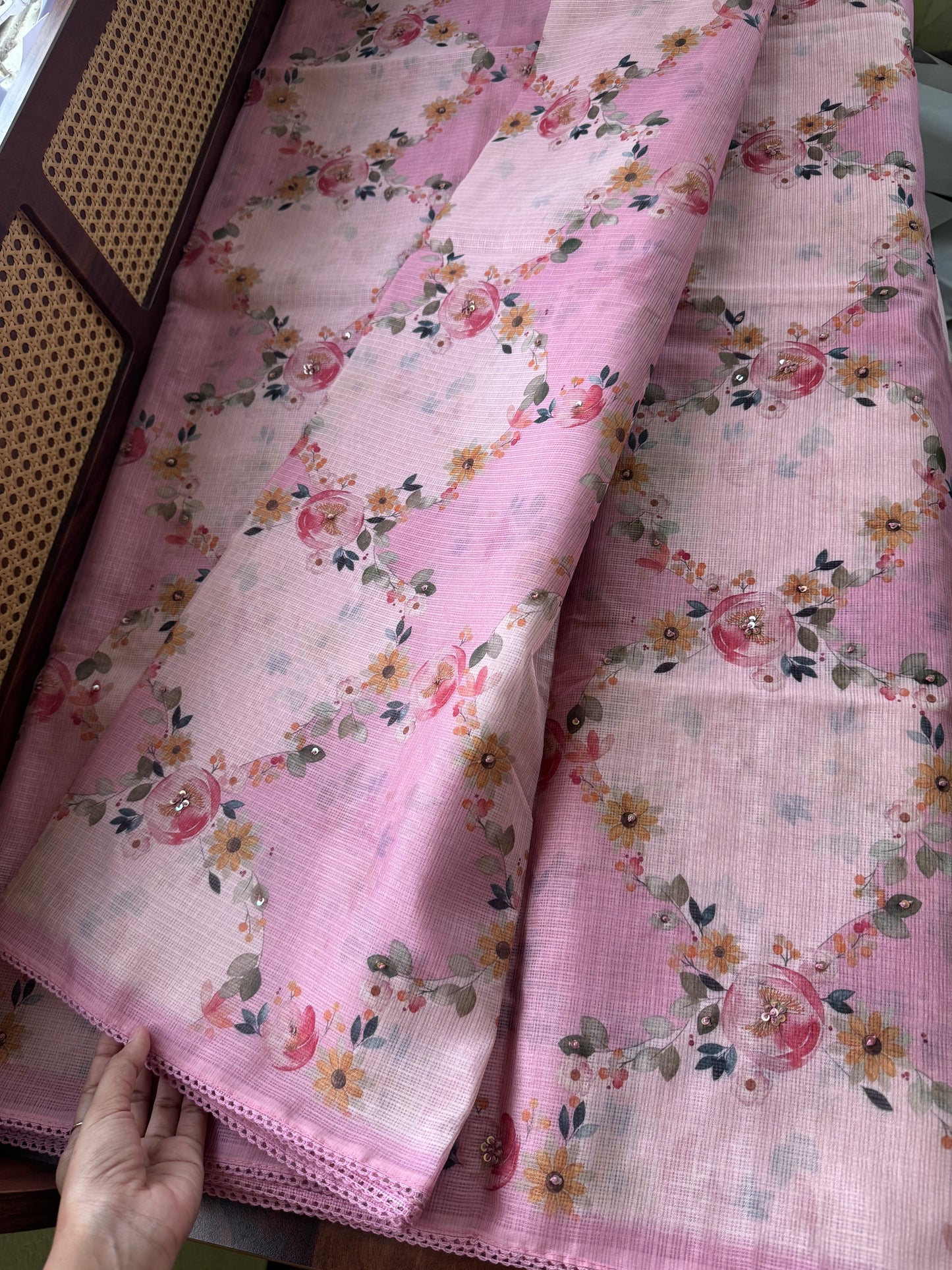 Soft Printed Kota Saree - Pink