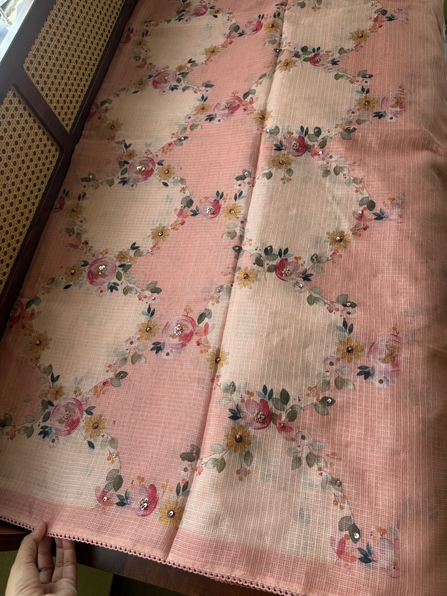 Soft Printed Kota Saree - Peach