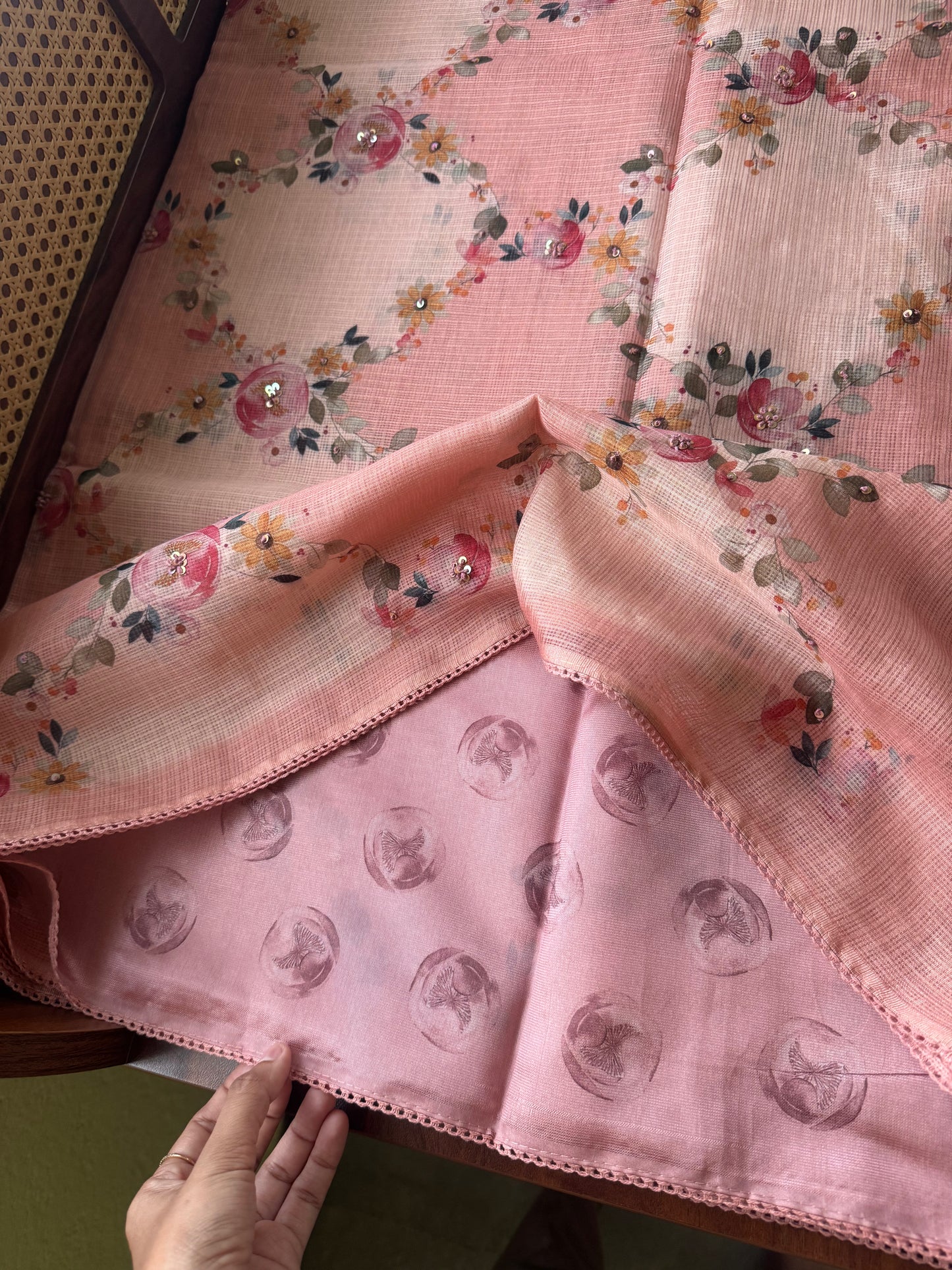 Soft Printed Kota Saree - Peach