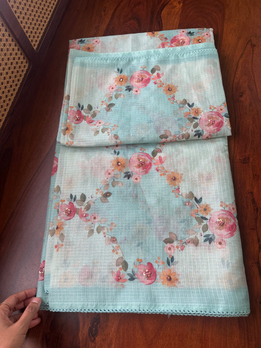 Soft Printed Kota Saree - Blue