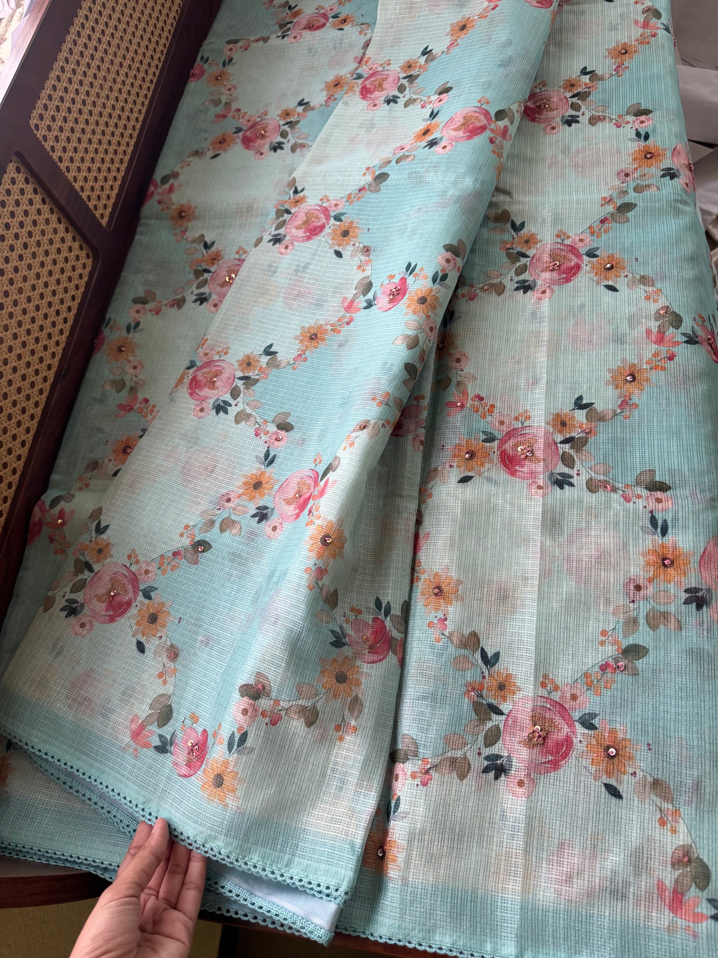 Soft Printed Kota Saree - Blue