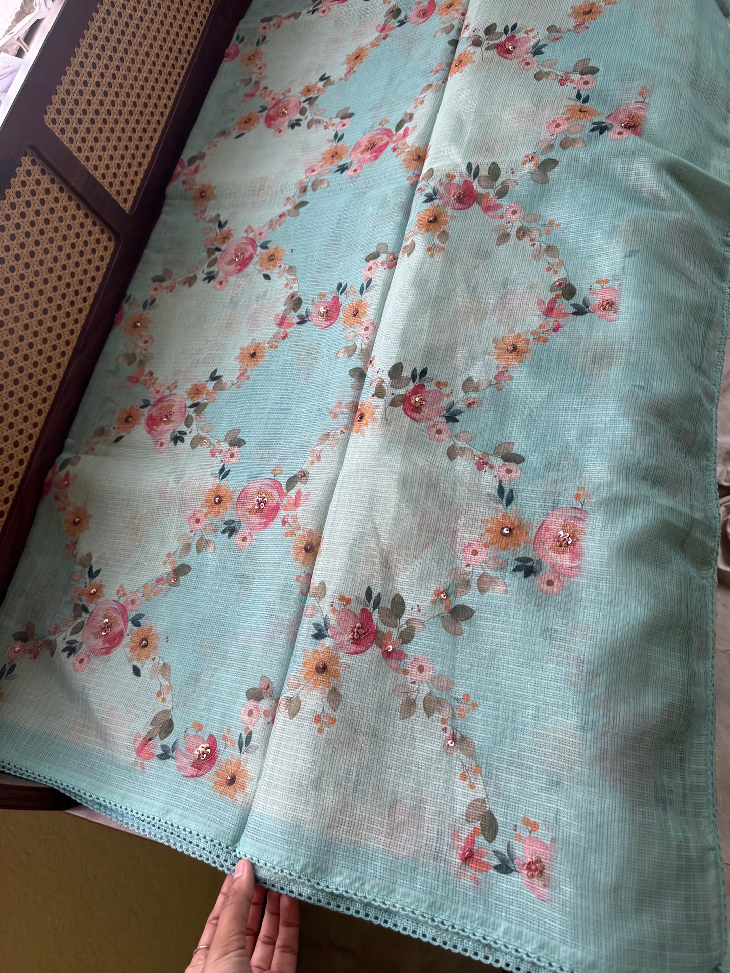 Soft Printed Kota Saree - Blue