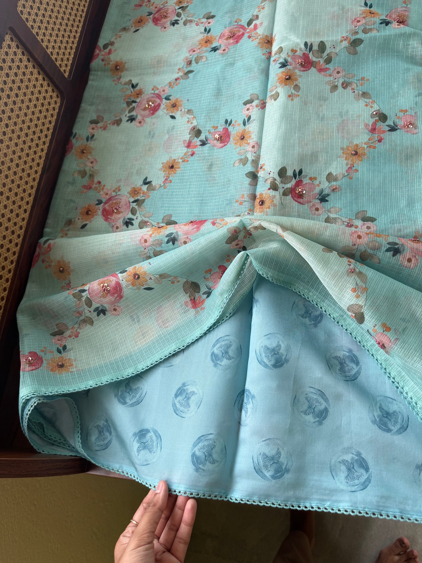 Soft Printed Kota Saree - Blue