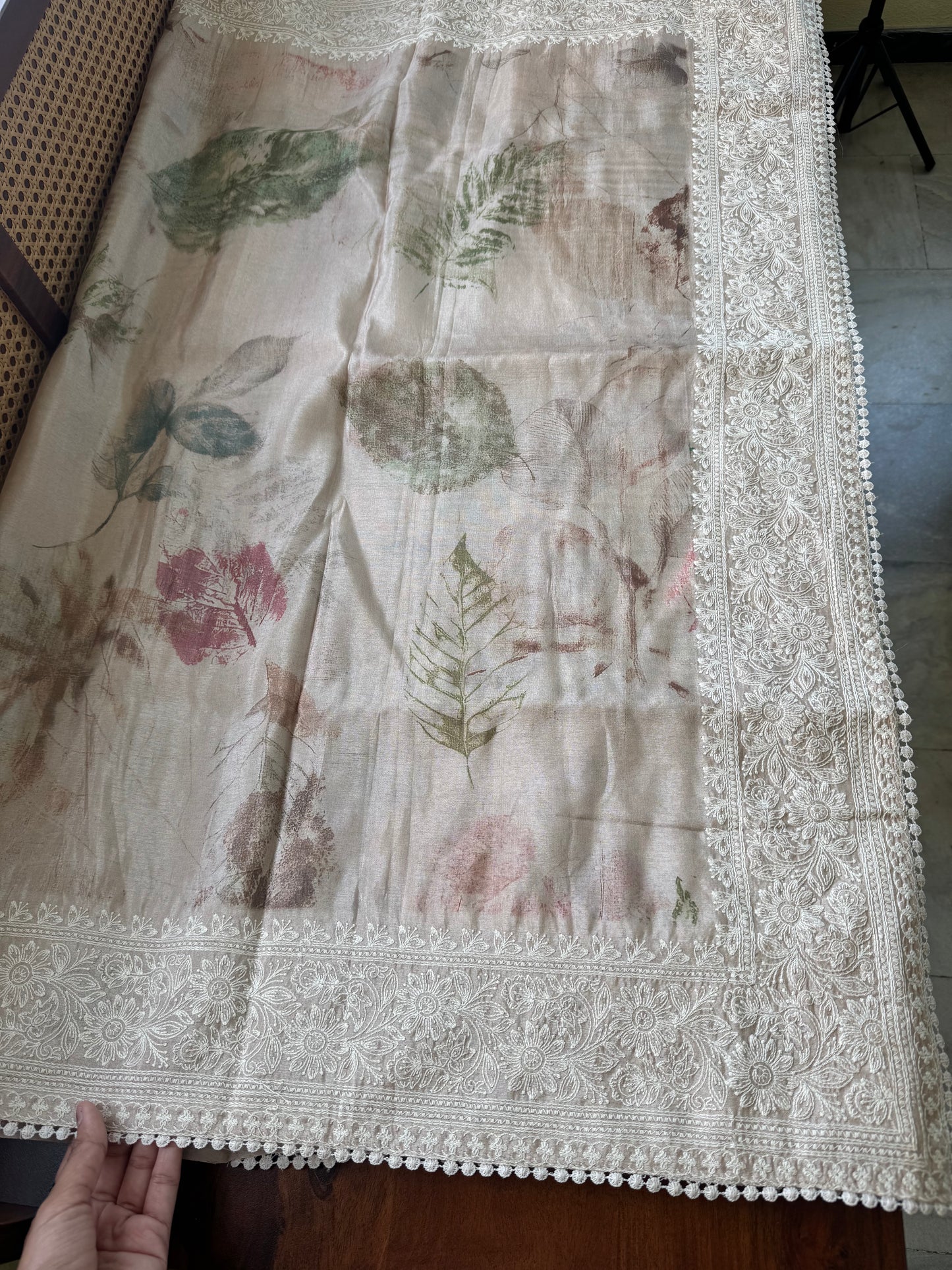 Tussar Blend - Beige & Green