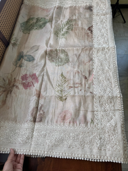 Tussar Blend - Beige & Green