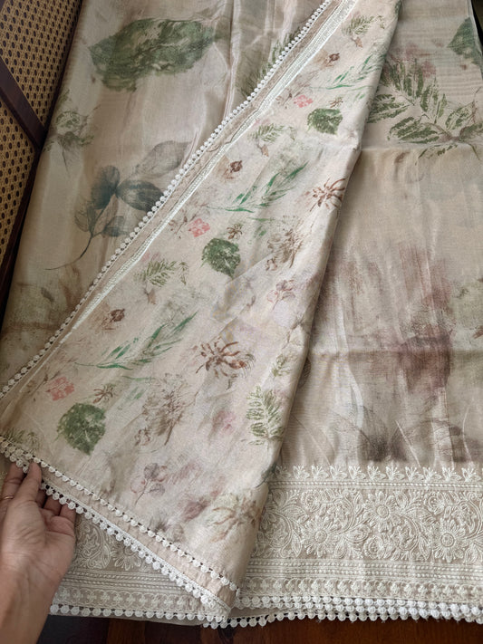 Tussar Blend - Beige & Green