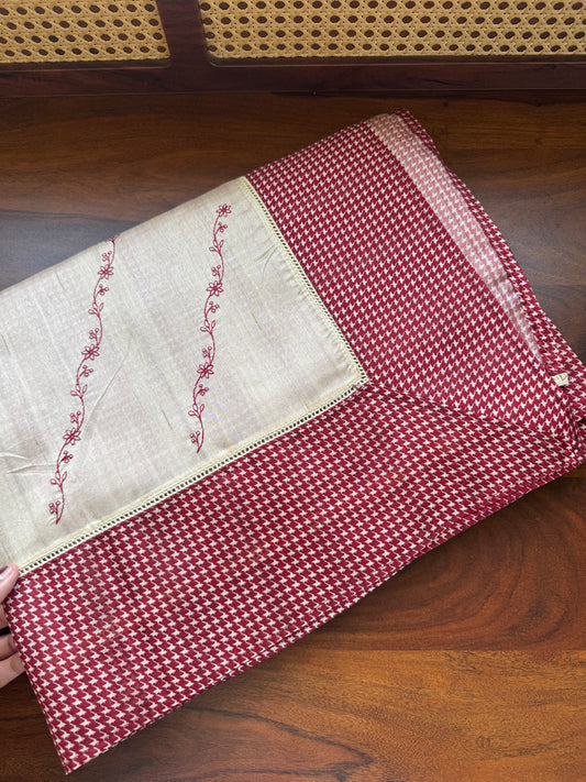 Tussar Blend - Beige & Red