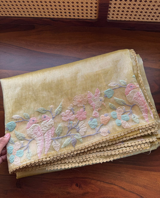 Tissue Organza Saree - Yellow