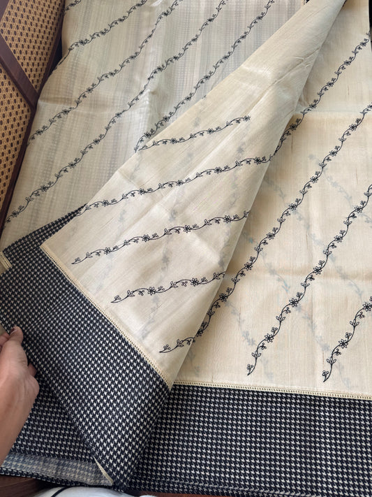 Tussar Blend - Beige & Black