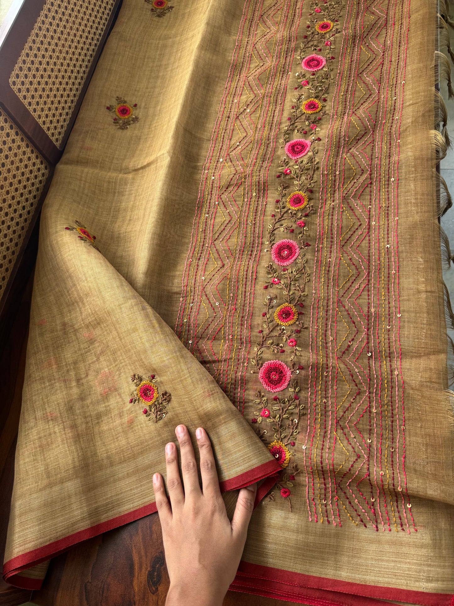 Premium Tissue Linen Sarees with heavy blouse - Mustard Yellow