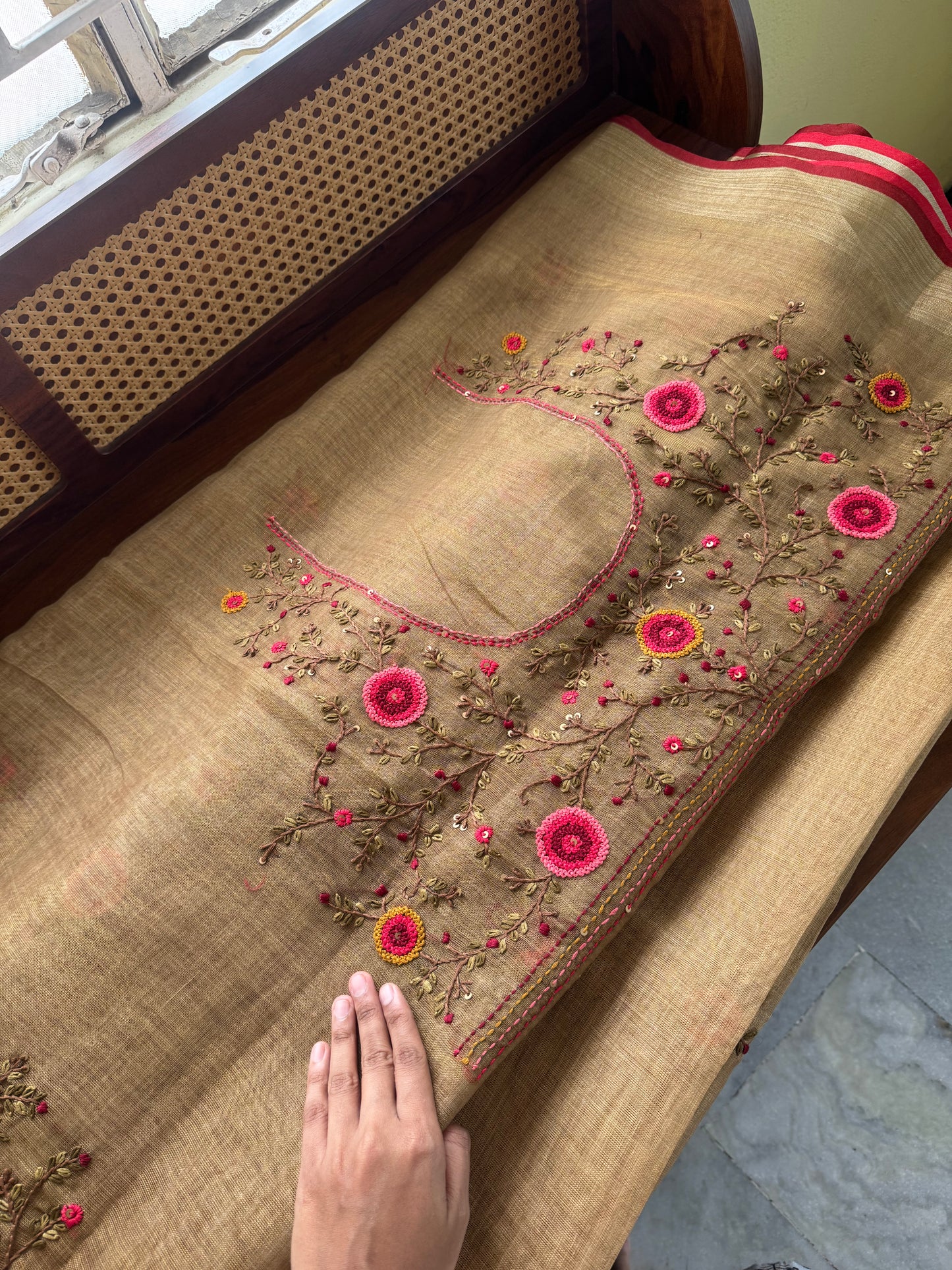 Premium Tissue Linen Sarees with heavy blouse - Mustard Yellow