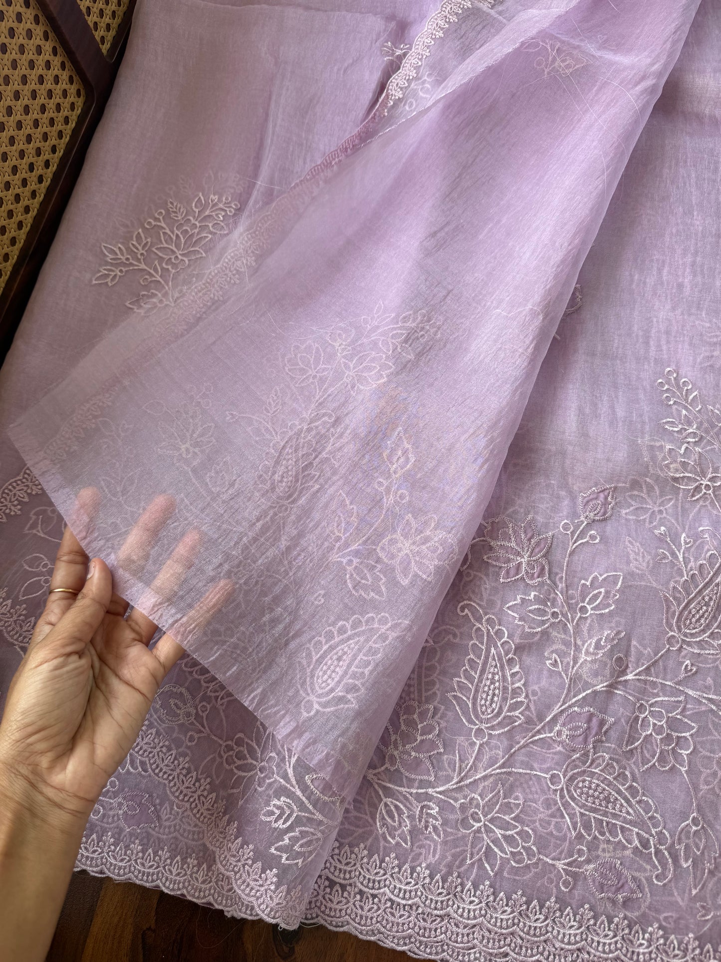 Delicate Tissue Organza Saree - Lavender