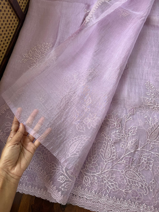 Delicate Tissue Organza Saree - Lavender