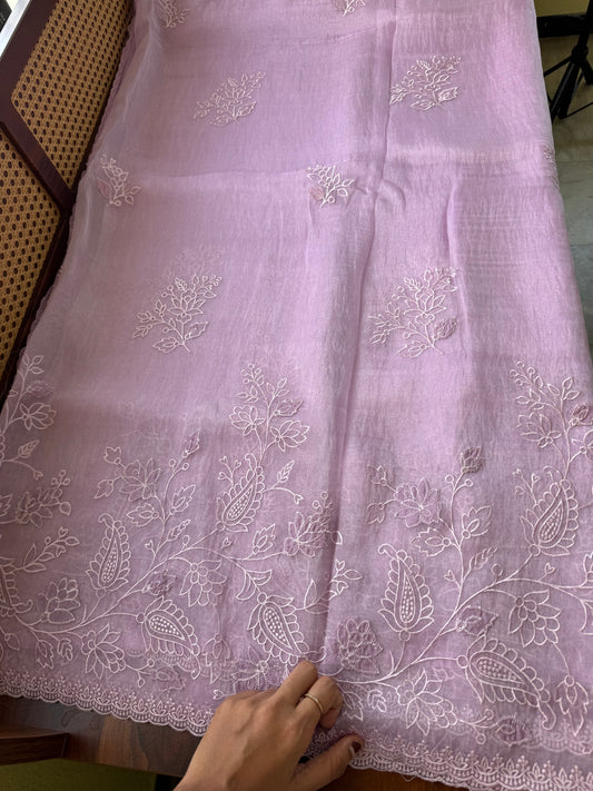 Delicate Tissue Organza Saree - Lavender