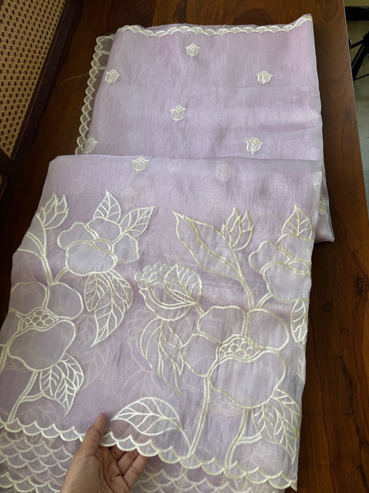 Delicate Tissue Organza Saree - Lavender