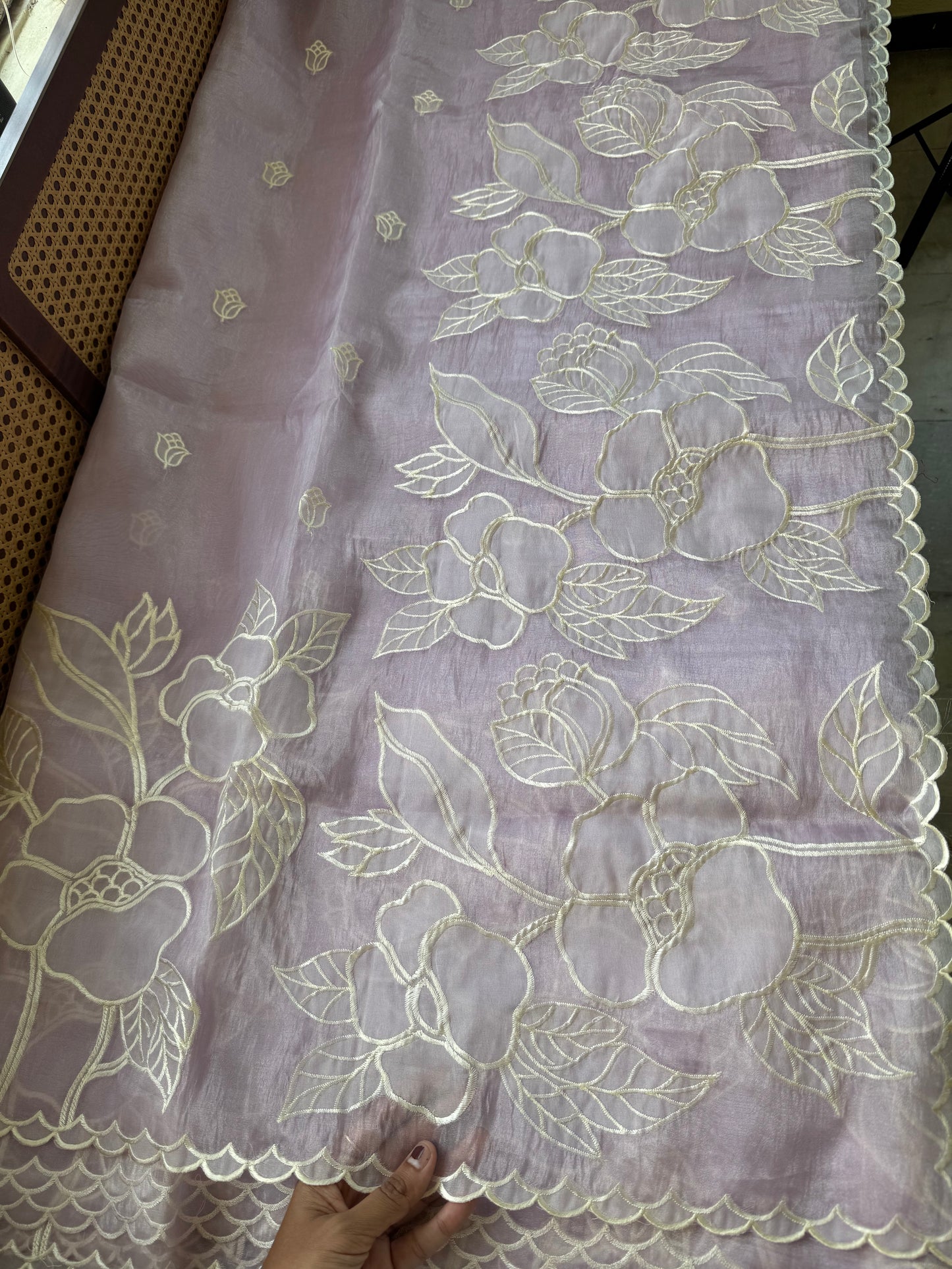 Delicate Tissue Organza Saree - Lavender
