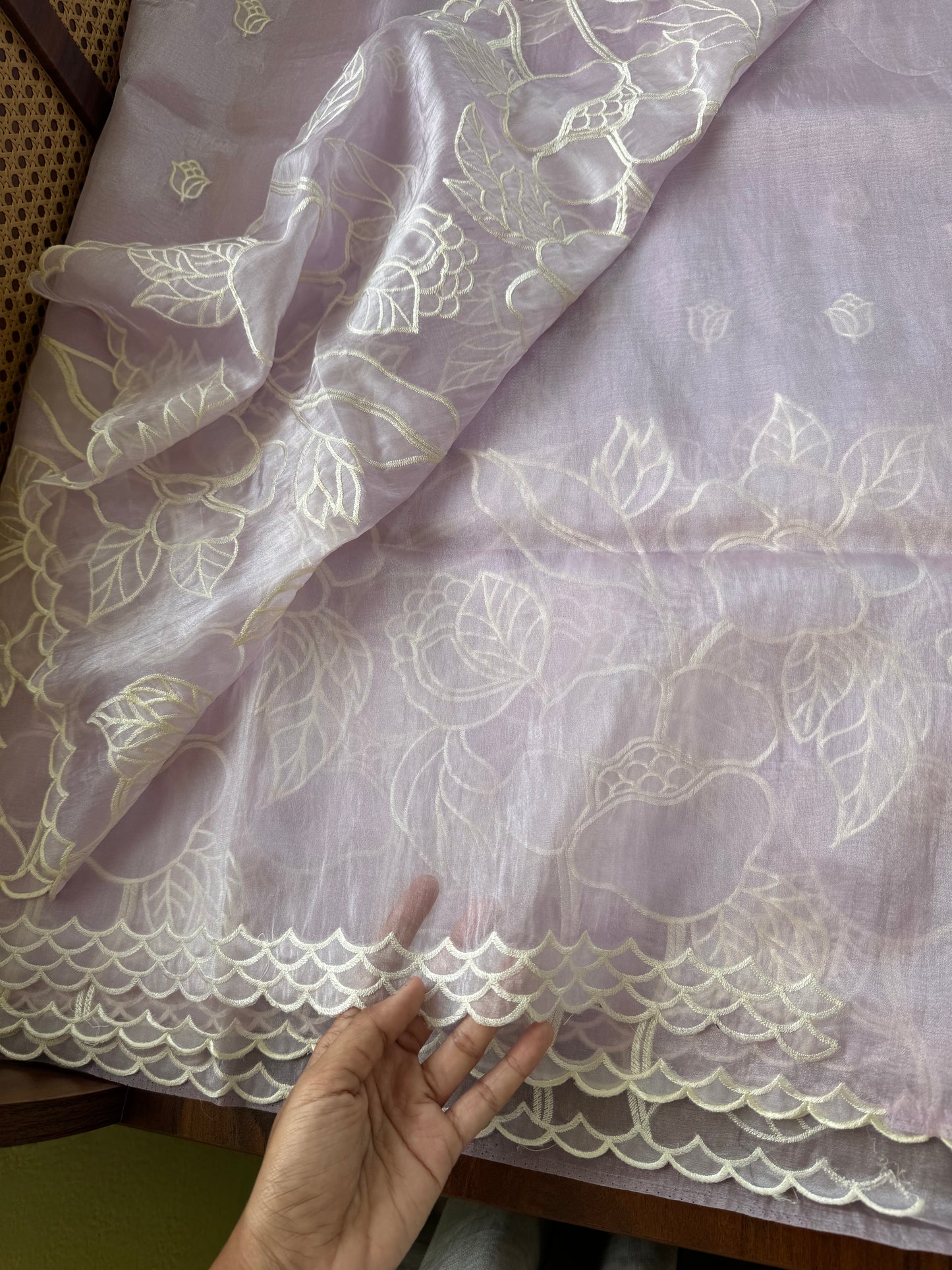 Delicate Tissue Organza Saree - Lavender