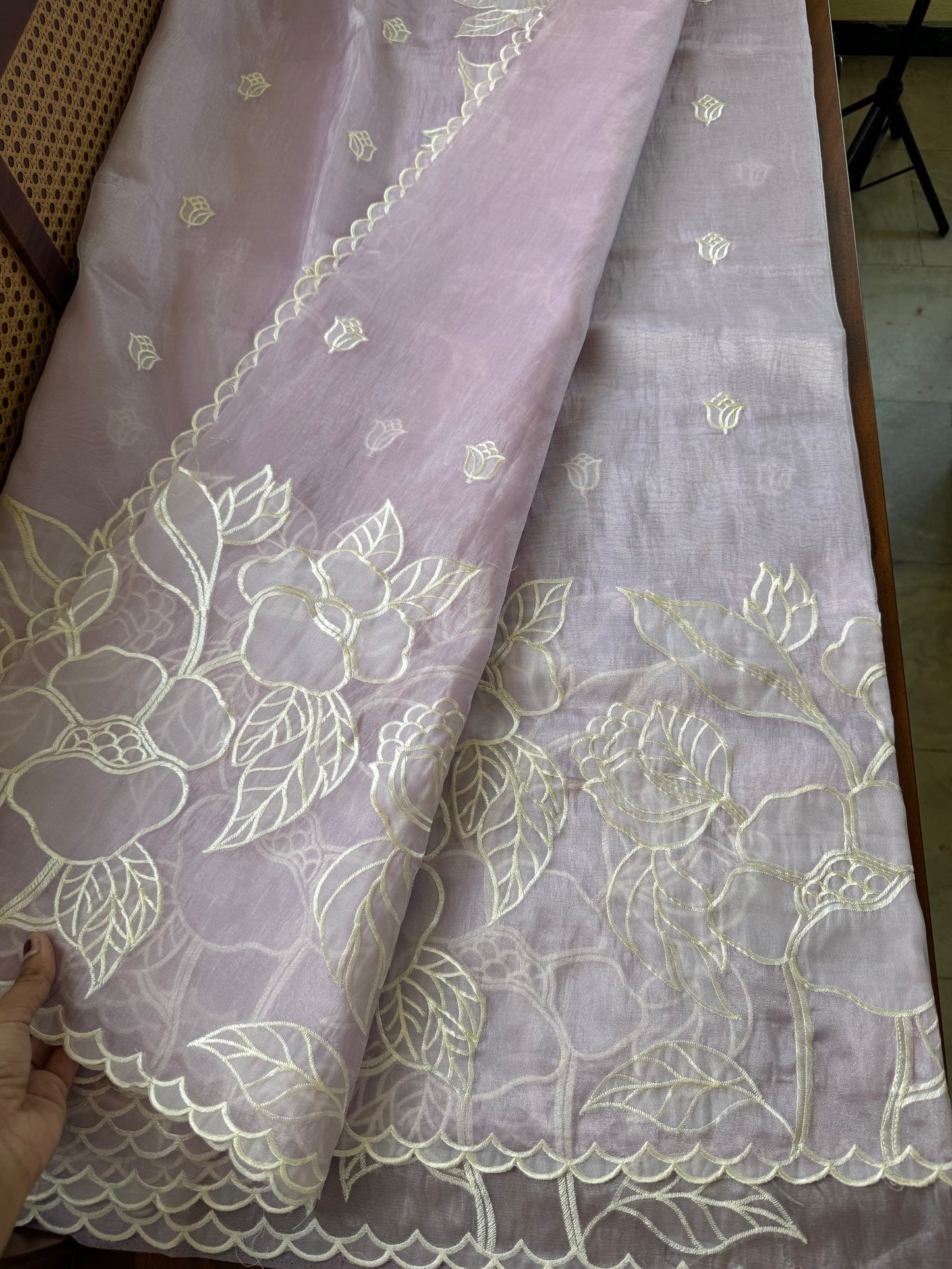 Delicate Tissue Organza Saree - Lavender