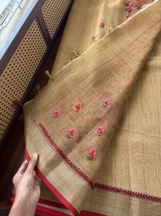 Premium Tissue Linen Sarees - Mustard Yellow