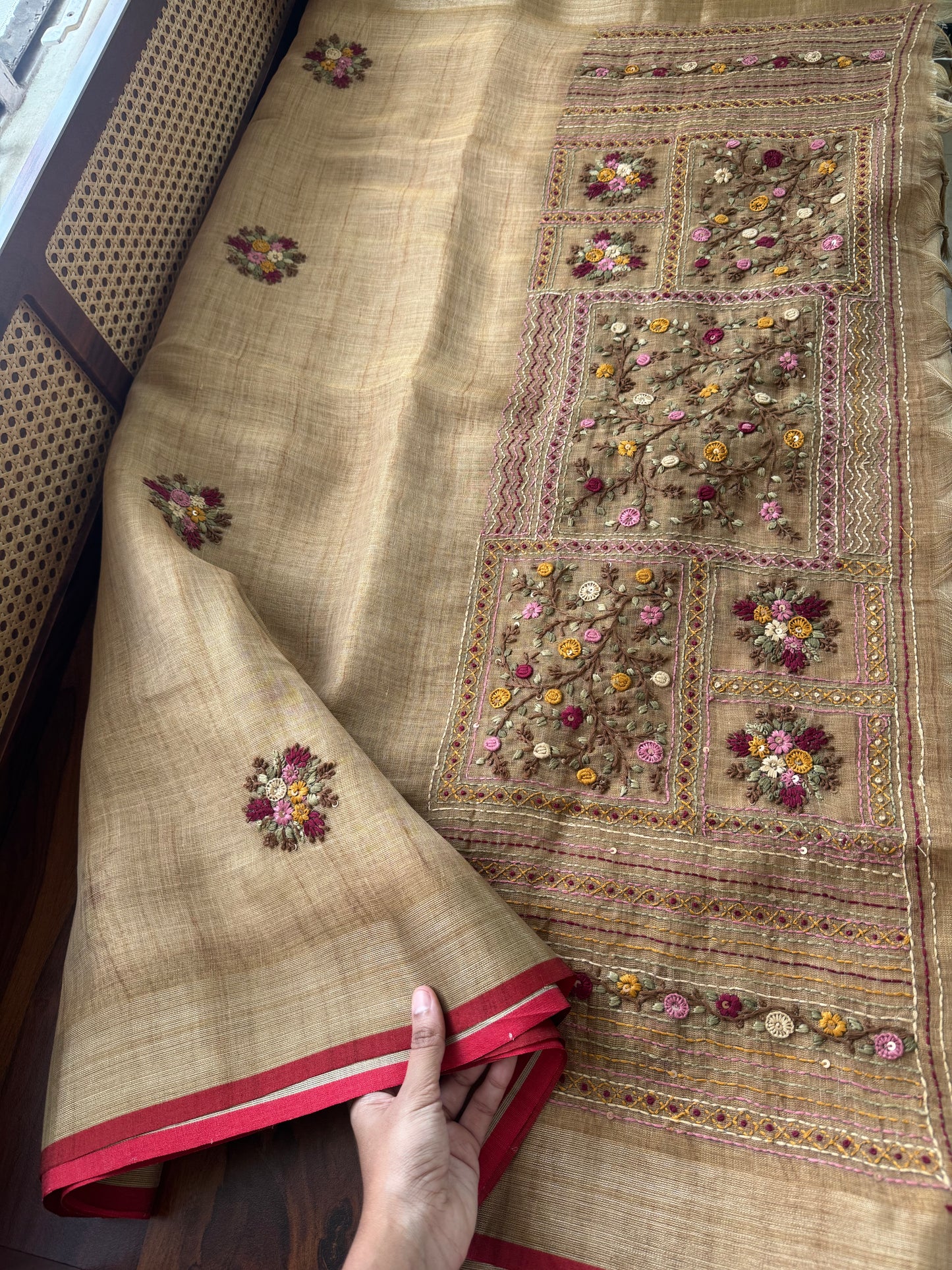 Premium Tissue Linen Sarees - Mustard Yellow