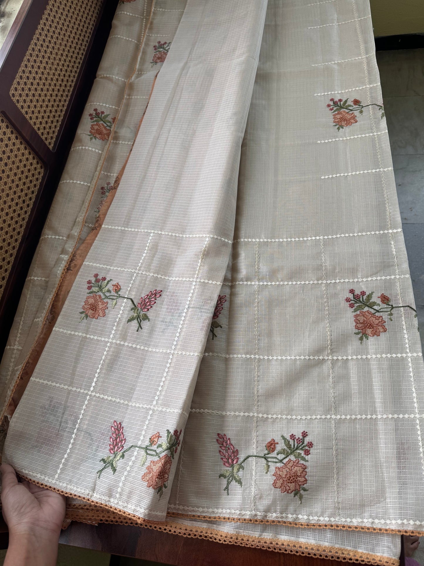 Soft Kota Saree - Halfwhite & Yellow