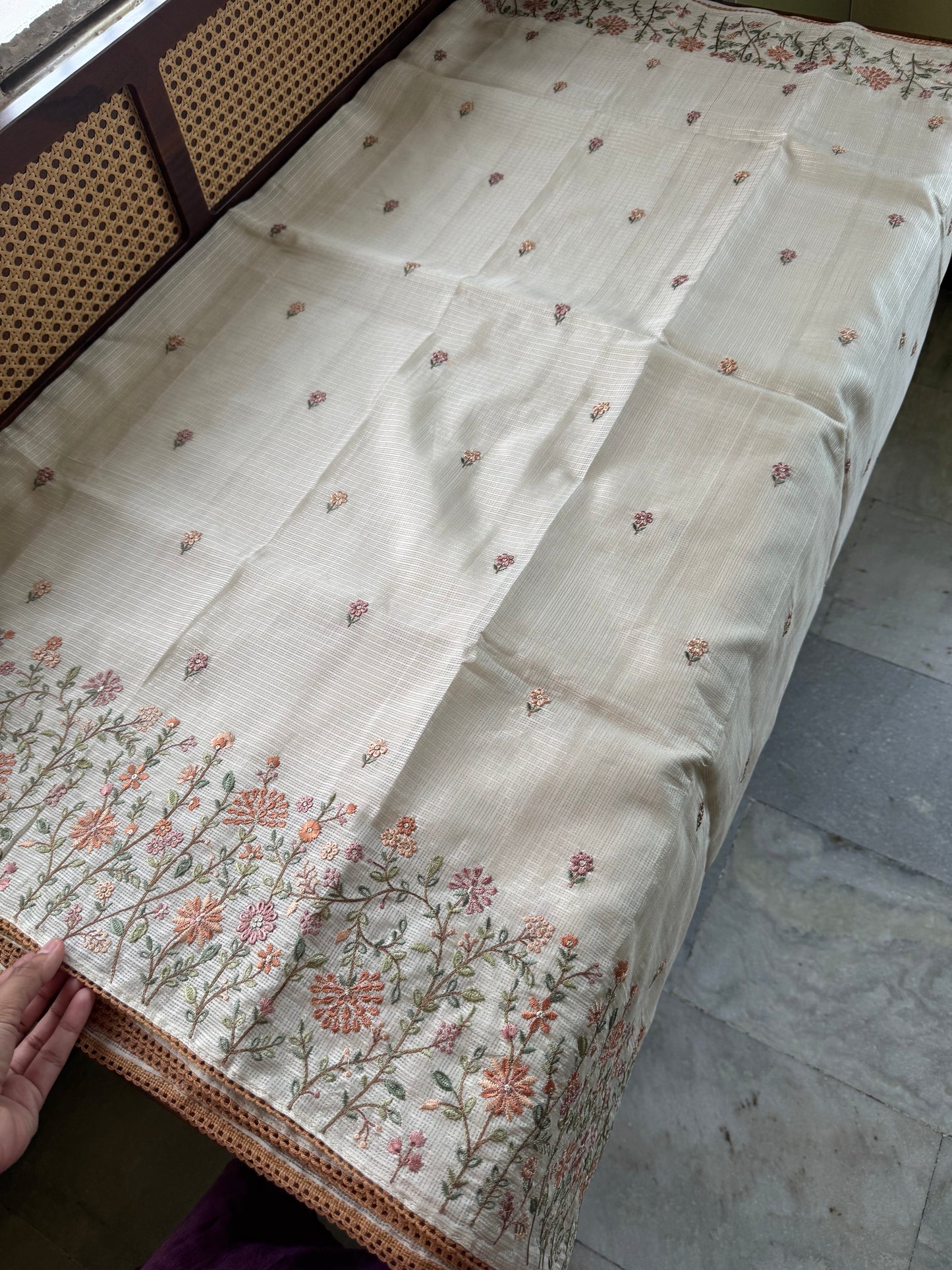 Soft Kota Saree - Halfwhite & Yellow