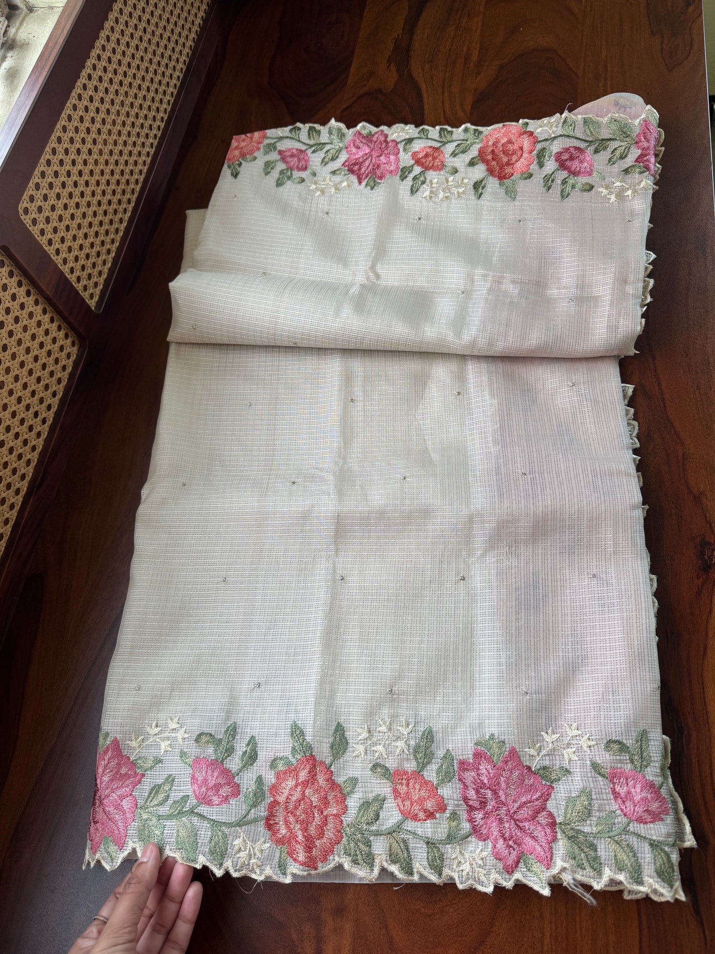 Soft Kota Saree - Halfwhite & Pink
