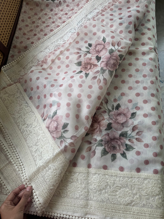 Soft Pure Kota Saree - Brown Pink