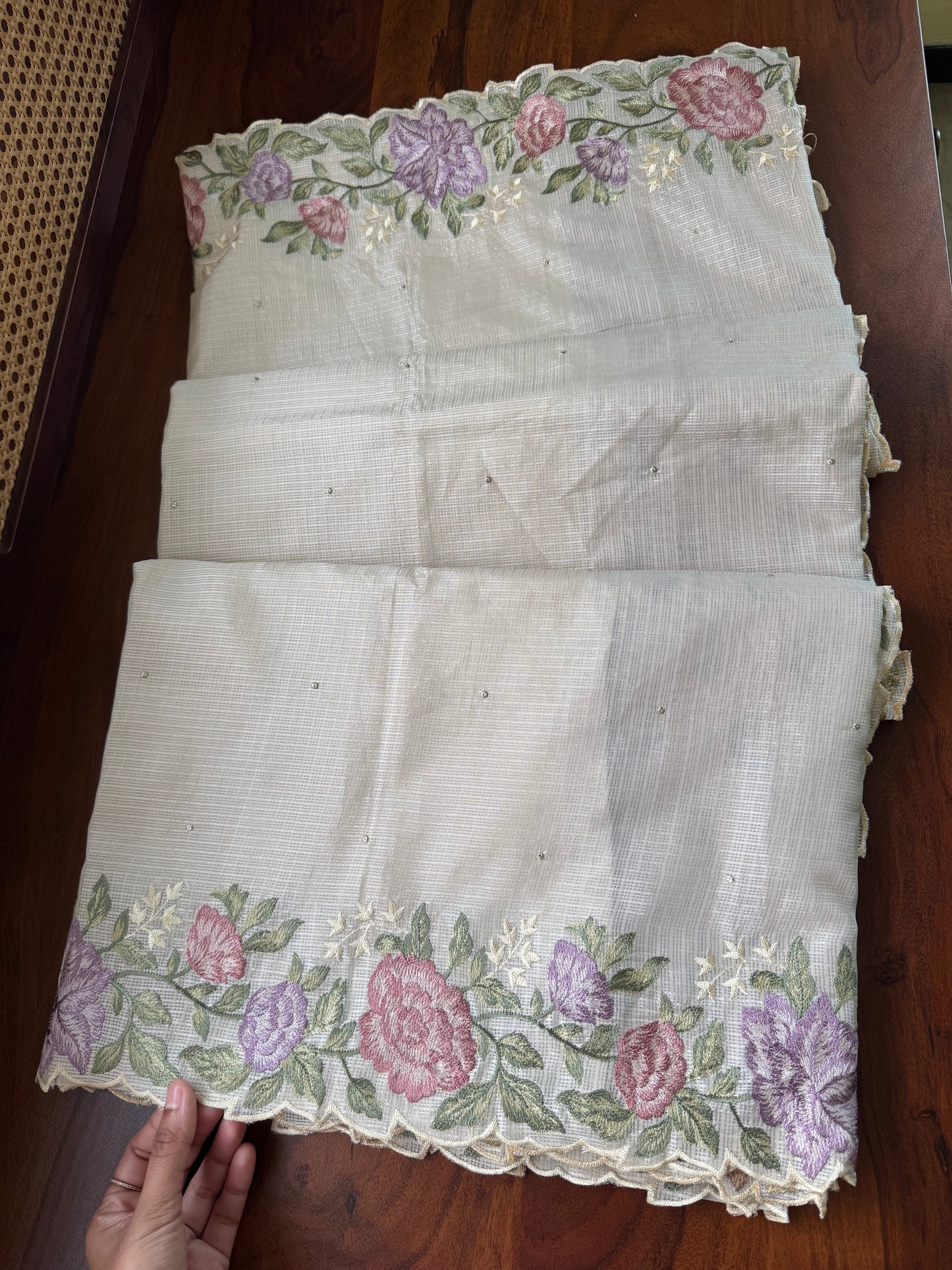 Soft Kota Saree - Halfwhite & Lavender