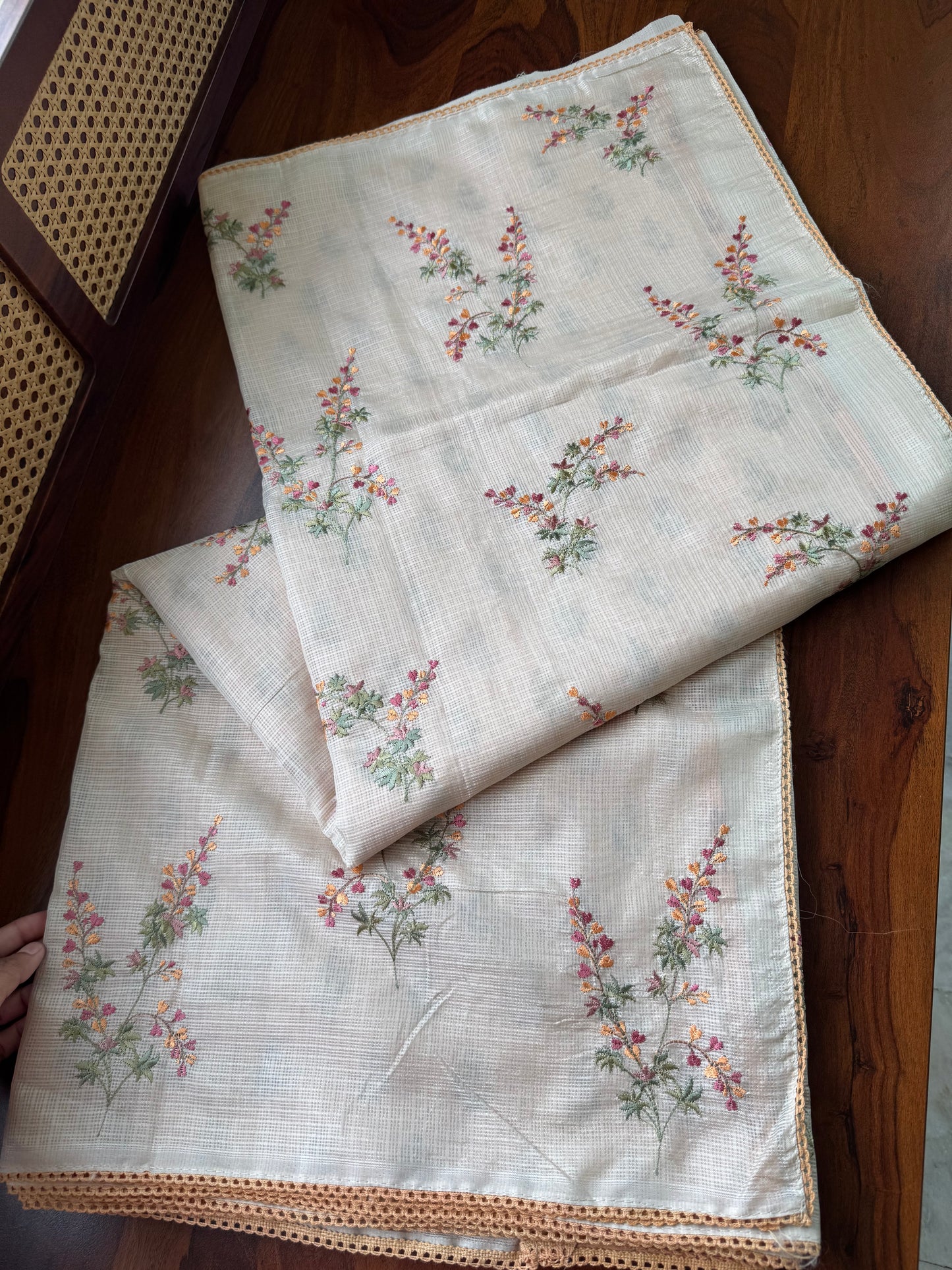 Soft Kota Saree - Halfwhite & Yellow