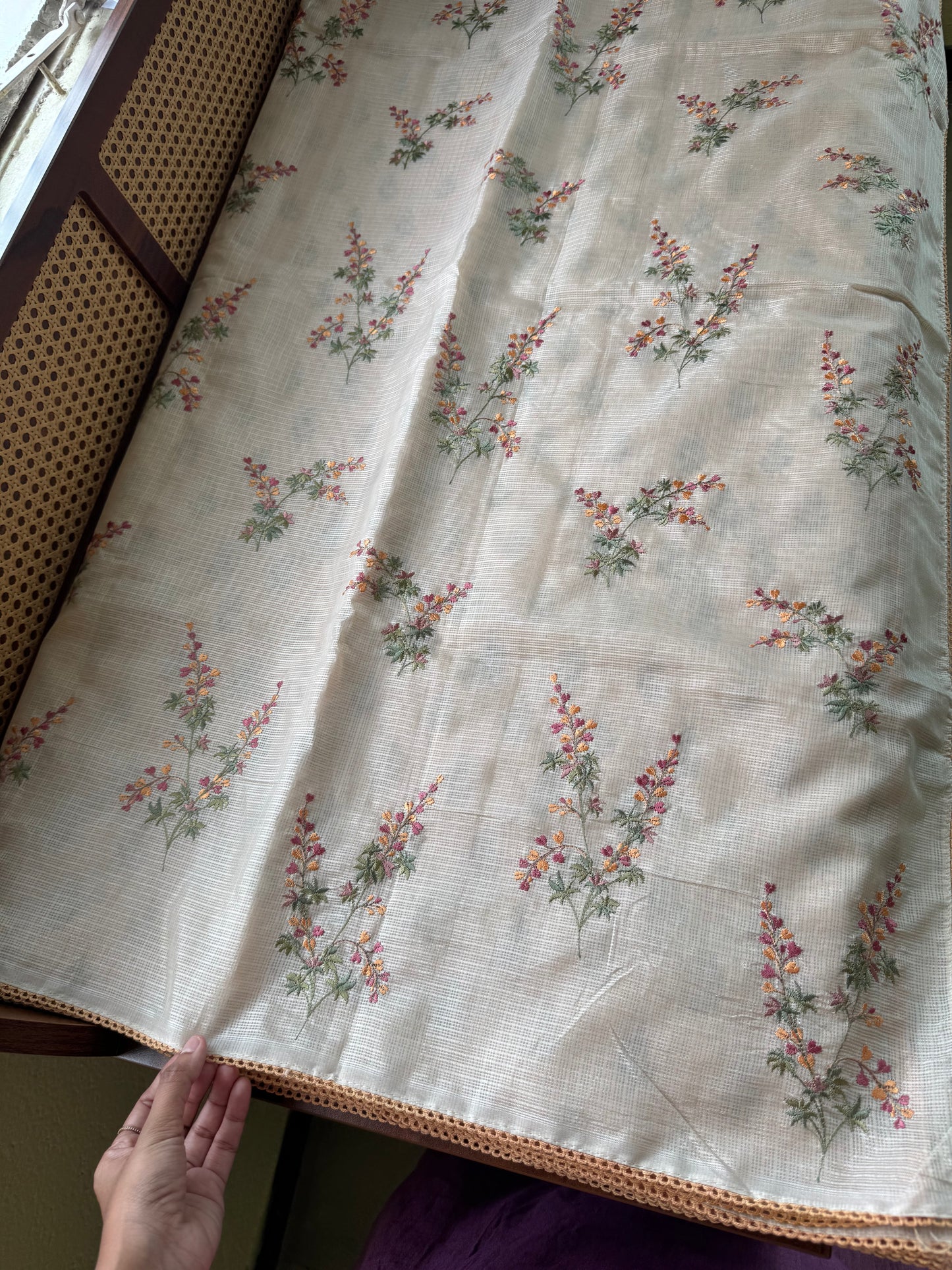 Soft Kota Saree - Halfwhite & Yellow