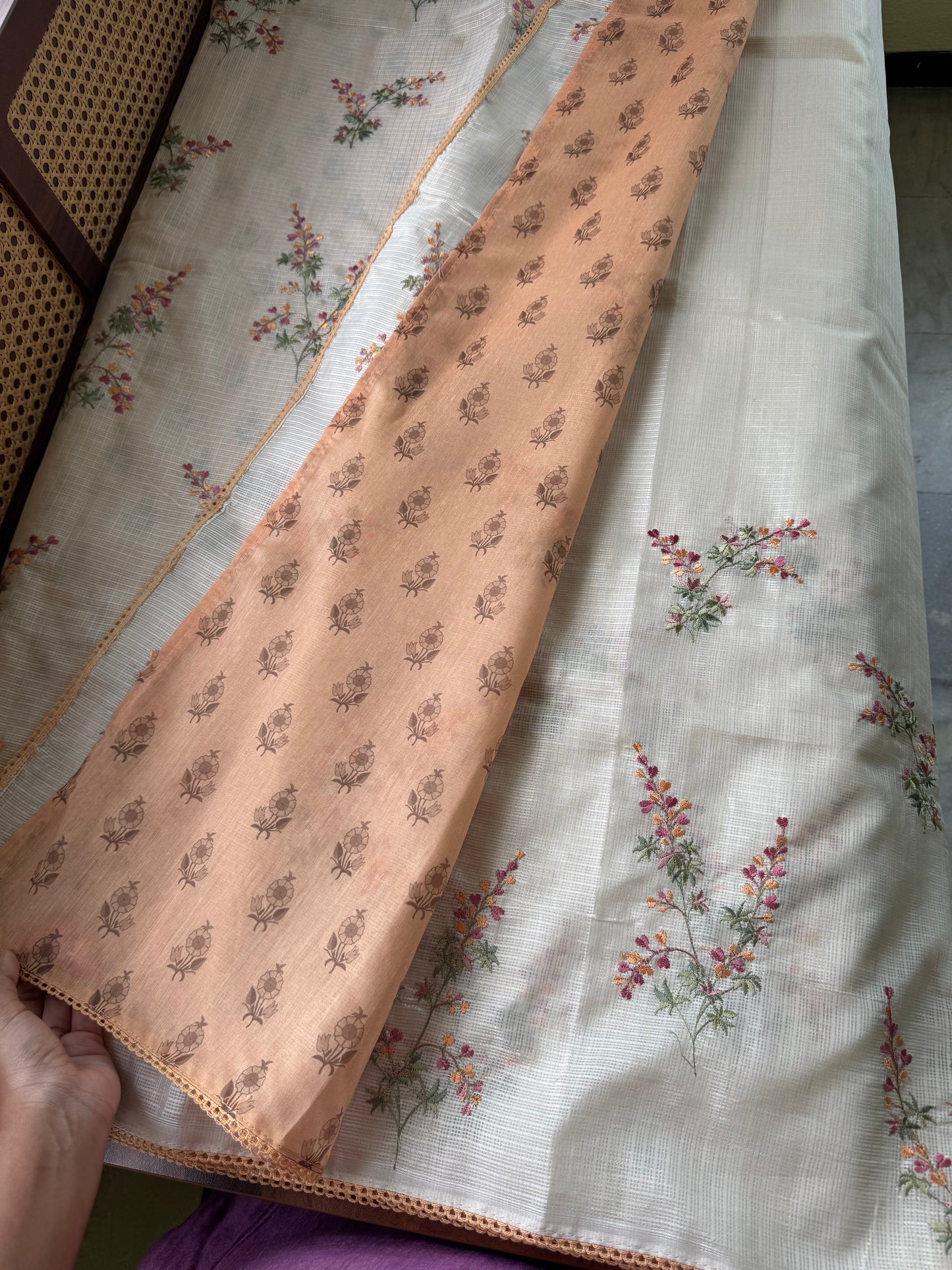 Soft Kota Saree - Halfwhite & Yellow