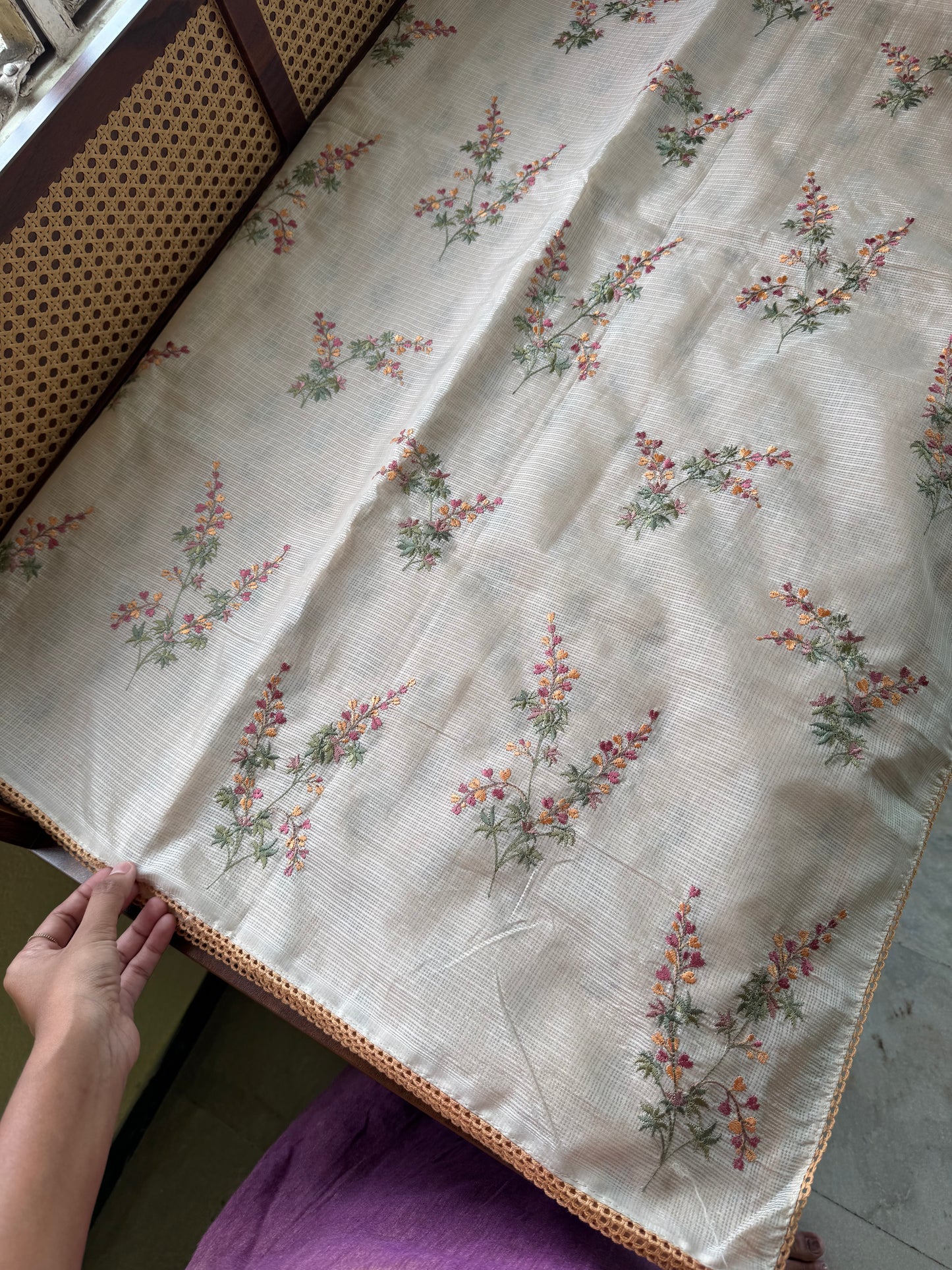 Soft Kota Saree - Halfwhite & Yellow