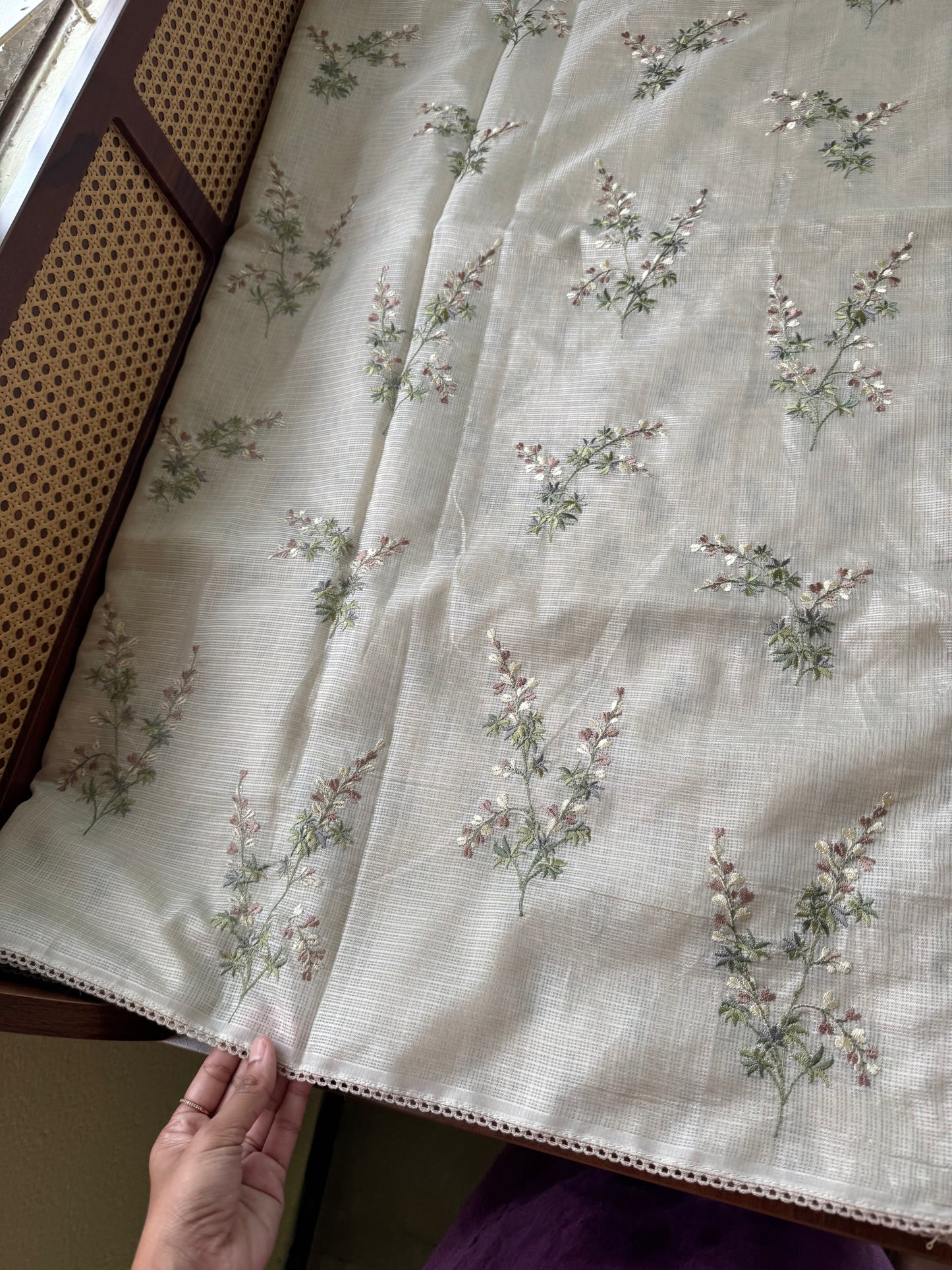 Soft Kota Saree - Halfwhite & Brown