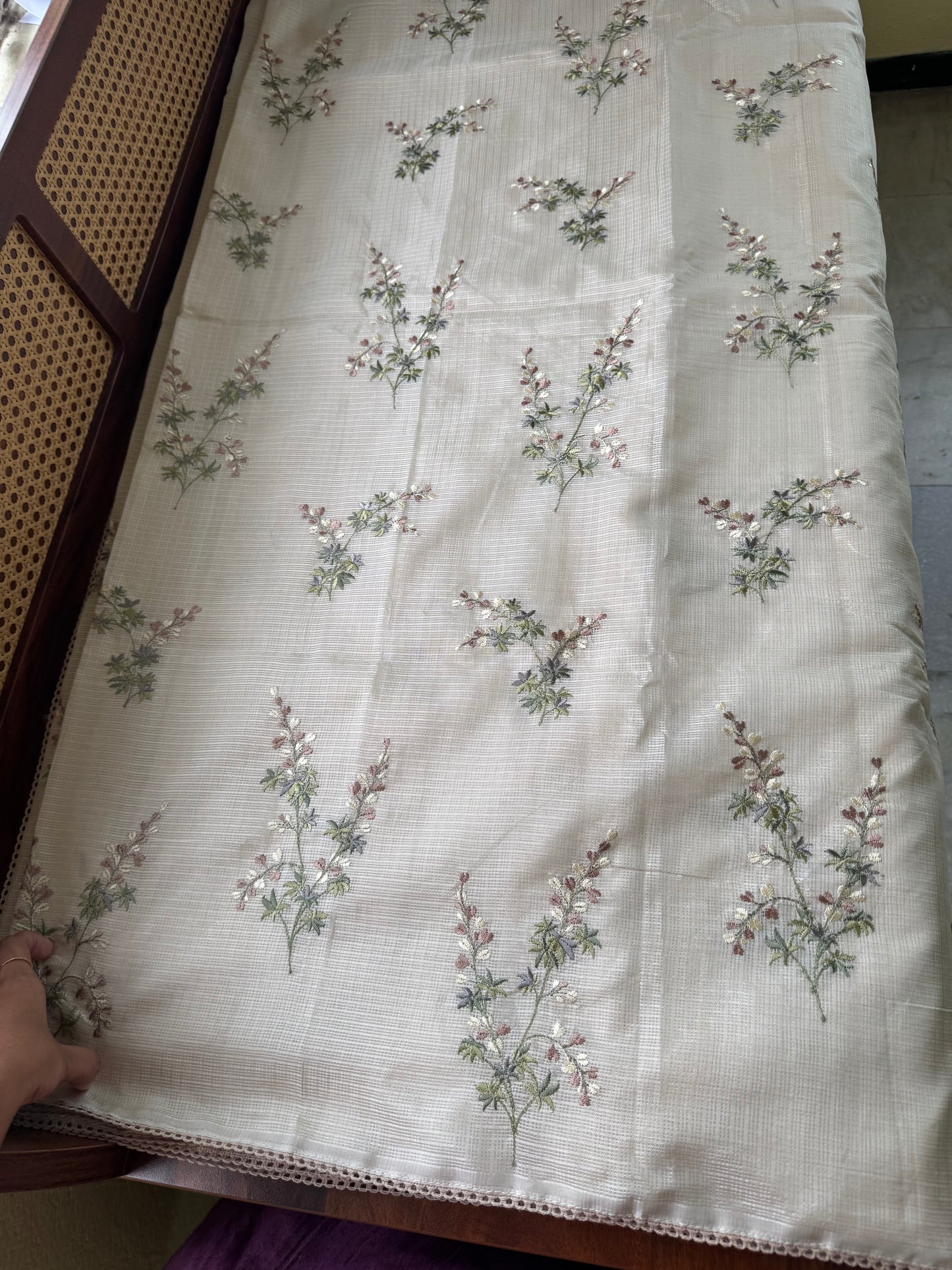 Soft Kota Saree - Halfwhite & Brown