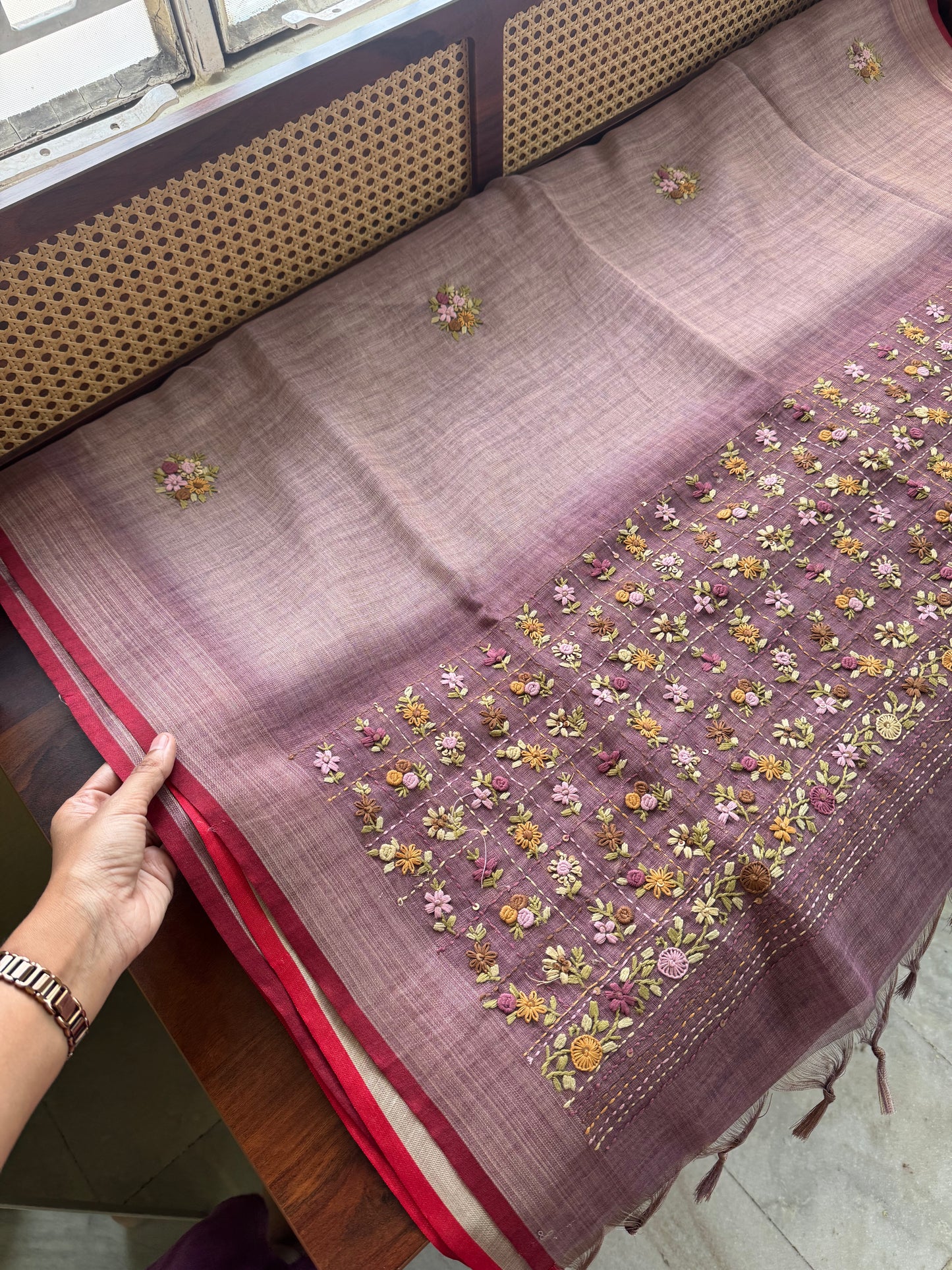 Premium Tissue Linen Sarees - Lavender