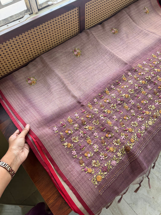 Premium Tissue Linen Sarees - Lavender