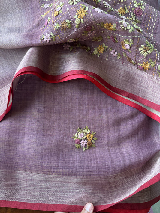Premium Tissue Linen Sarees - Lavender