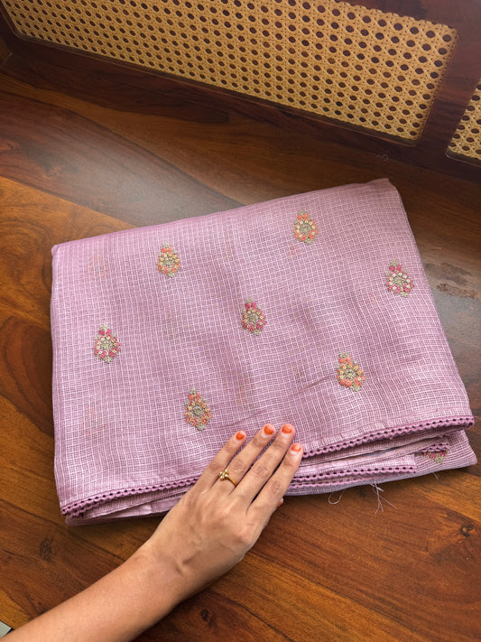 Embroidered Silky Kota Saree - Lilac
