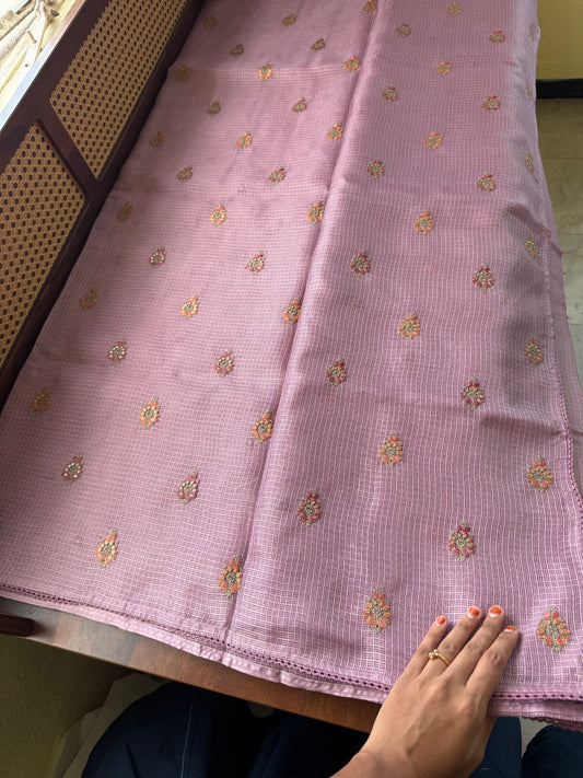 Embroidered Silky Kota Saree - Lilac