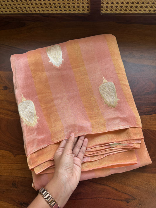 Luxe Pure Chinoon Saree - Orange