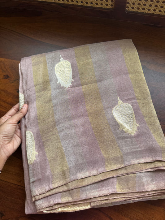 Luxe Pure Chinoon Saree - Mauve Violet