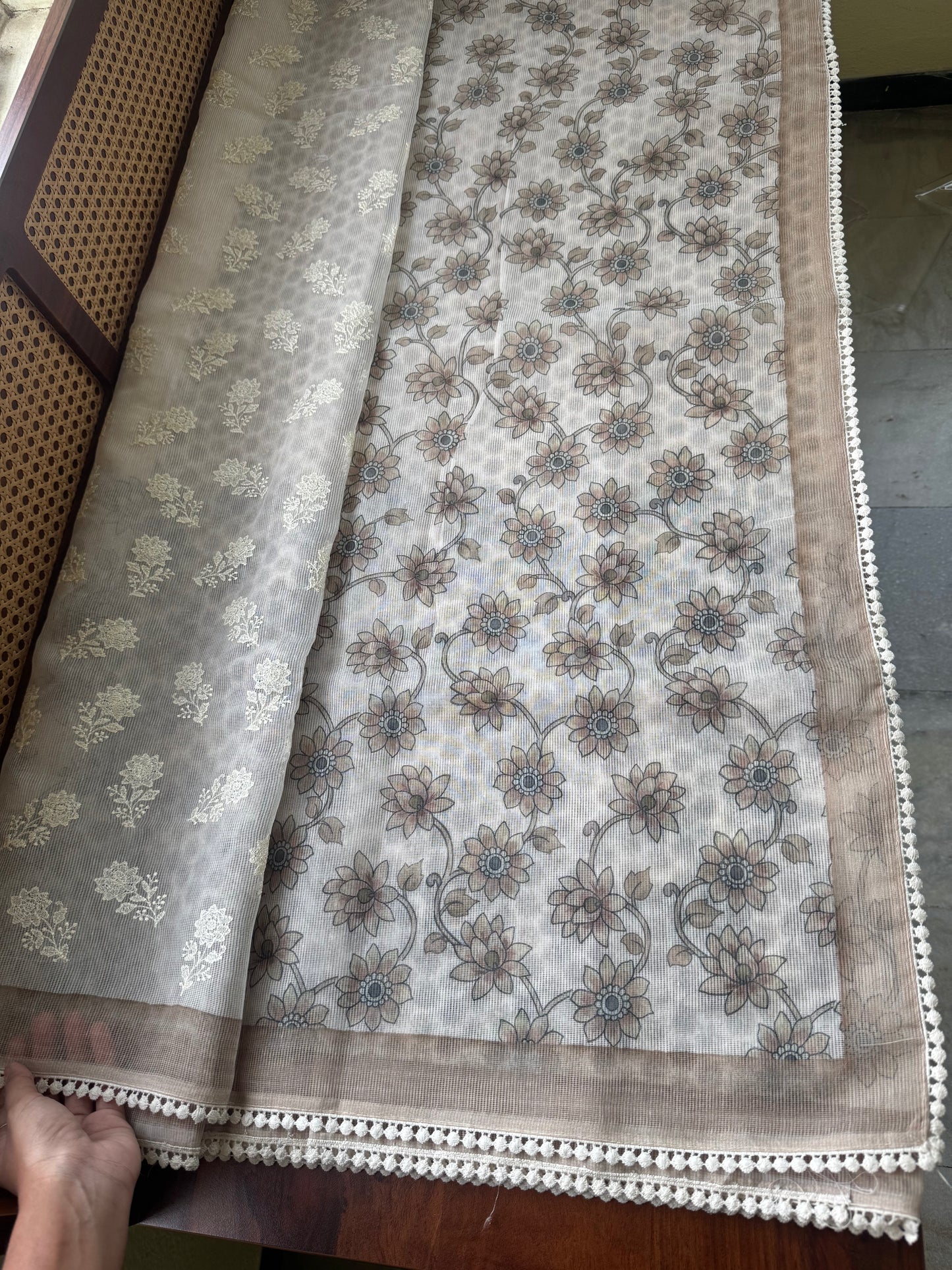 Soft Pure Kota Saree - Olive Brown