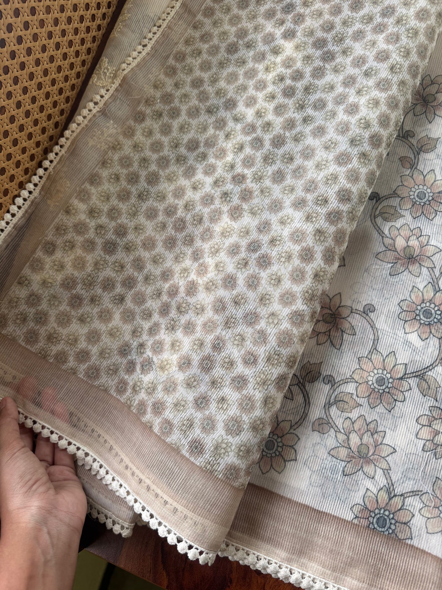 Soft Pure Kota Saree - Olive Brown