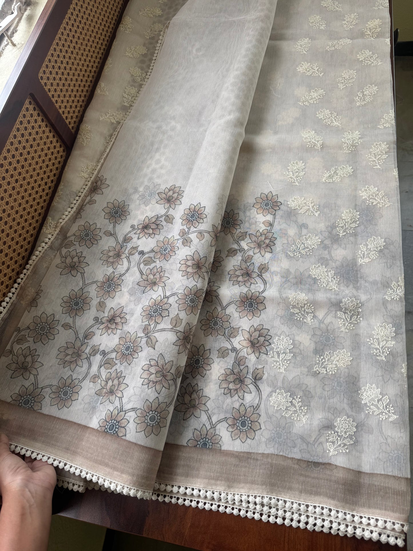 Soft Pure Kota Saree - Olive Brown