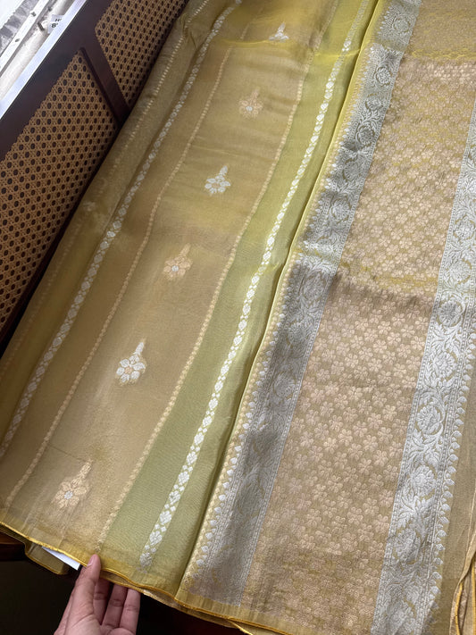 Luxe Kora Organza Saree - Yellow