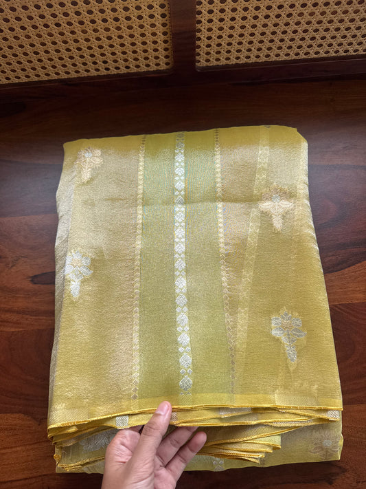 Luxe Kora Organza Saree - Yellow