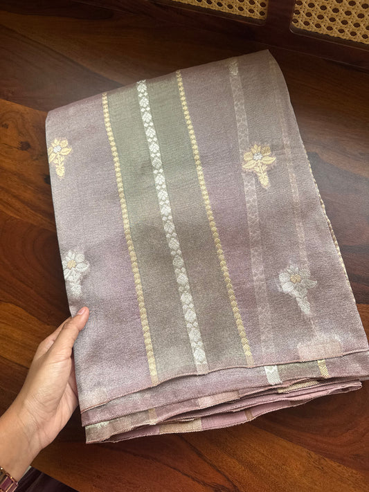 Luxe Kora Organza Saree - Mauve Violet