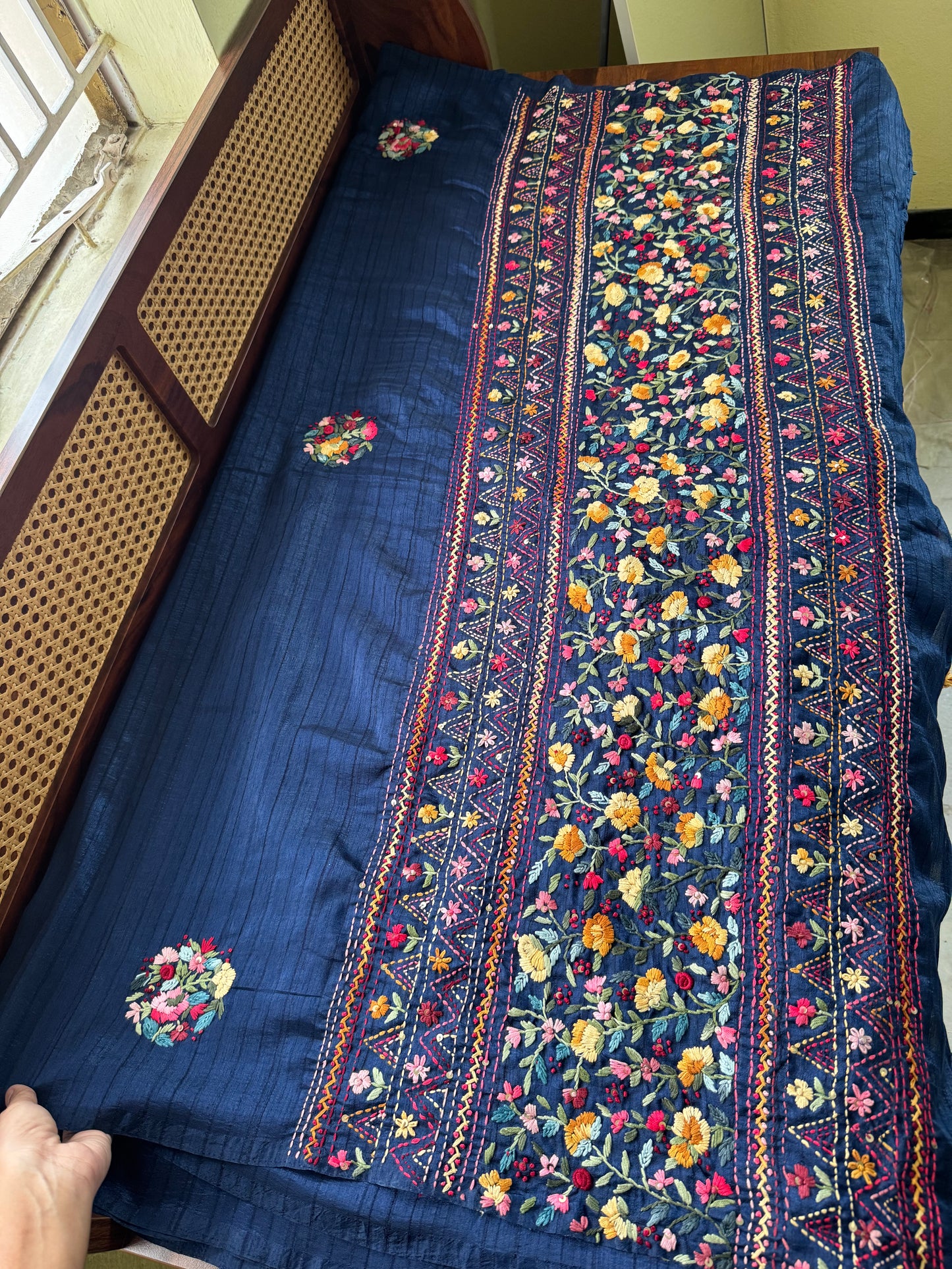 Premium Tussar Blend Saree with Handwork - Blue