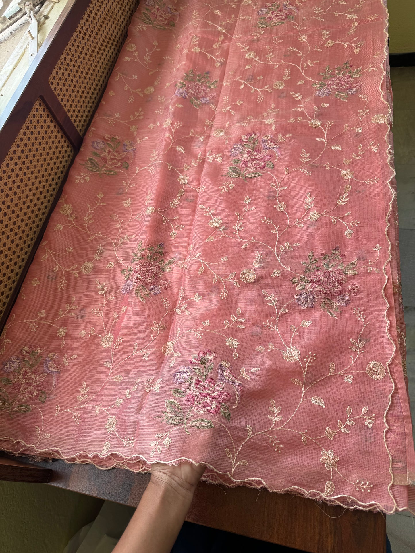 Embroidered Soft Kota Saree - Pink